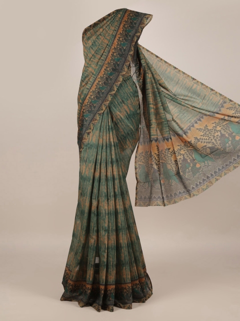 

Pothys Green Printed Jute Silk Saree