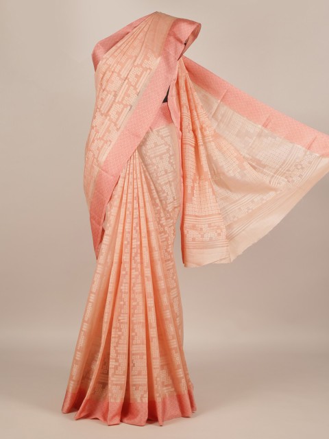 

Pothys Peach-Coloured Woven Design Jute Silk Saree