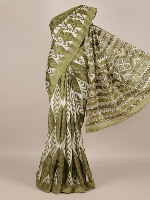 

Pothys Green Printed Jute Silk Saree