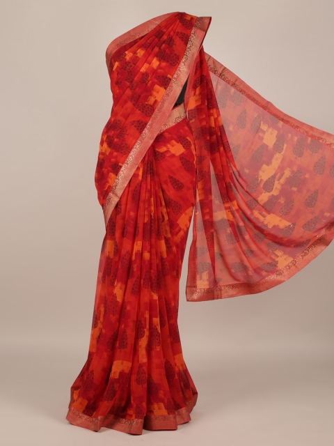 

Pothys Red Floral Print Georgette Saree