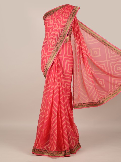 

Pothys Pink Printed Poly Georgette Saree