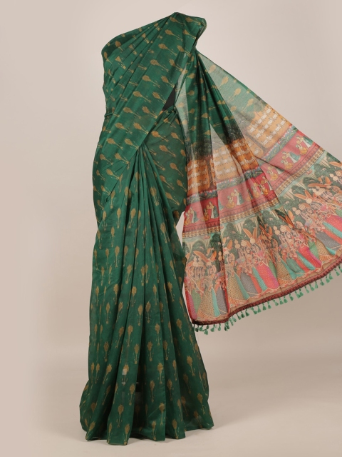 

Pothys Green Woven Design Jute Silk Saree