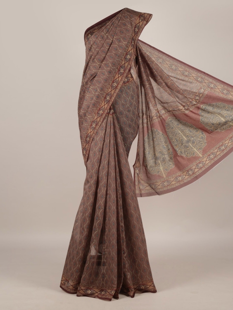 

Pothys Brown Woven Design Jute Silk Saree