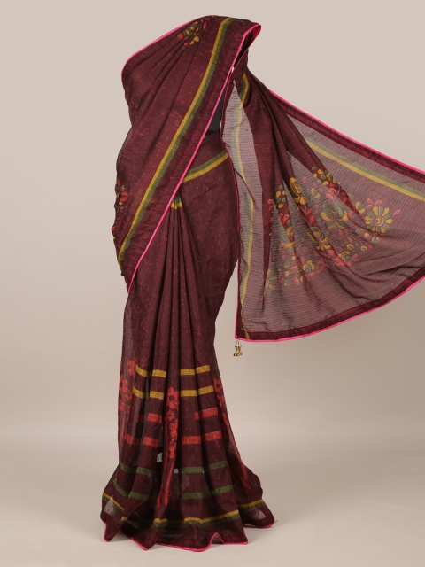 

Pothys Maroon Printed Jute Silk Saree