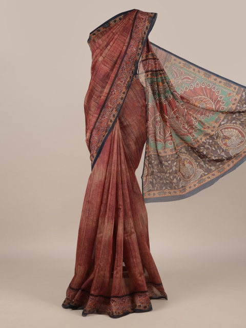 

Pothys Peach-Coloured Solid Jute Silk Saree