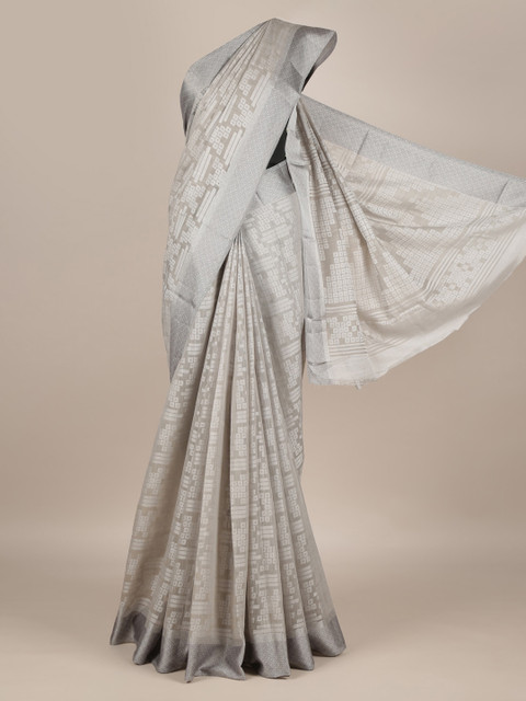 

Pothys Grey Printed Jute Silk Saree