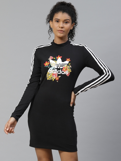 

ADIDAS Originals Women Black & White Her Studio London Brand Logo Print T-Shirt Dress