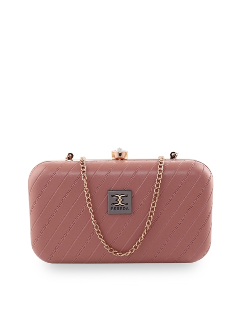 

ESBEDA Peach-Coloured Textured Box Clutch