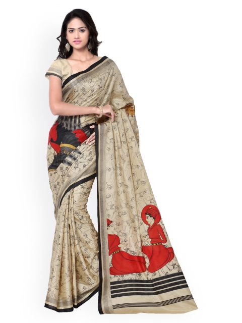 

Saree mall Beige Manipuri Art Silk Printed Saree