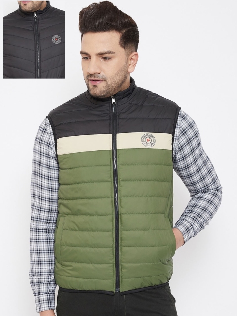 

Canary London Men Green Colourblocked Reversible Quilted Jacket