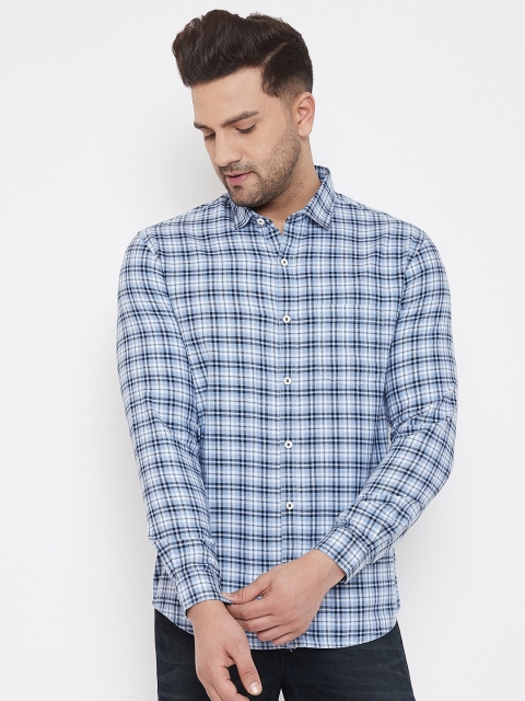 

Canary London Men Blue & White Slim Fit Checked Casual Shirt