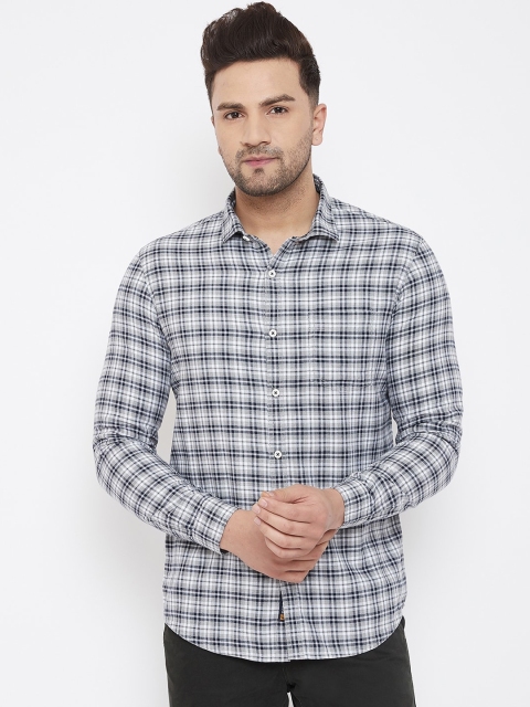 

Canary London Men Grey & White Slim Fit Checked Casual Shirt
