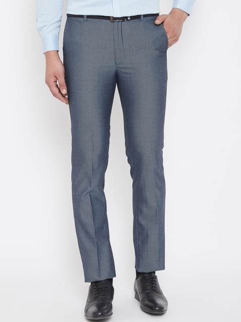 

Canary London Men Blue Slim Fit Solid Formal Trousers