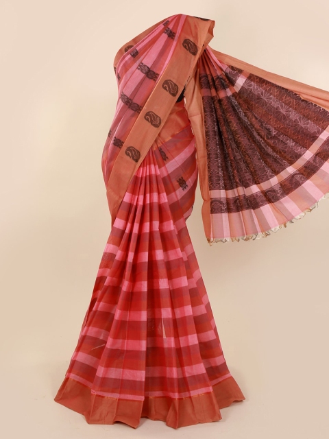 

Pothys Pink Striped Pure Cotton Saree