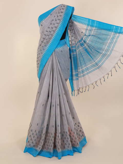

Pothys Grey Solid Saree