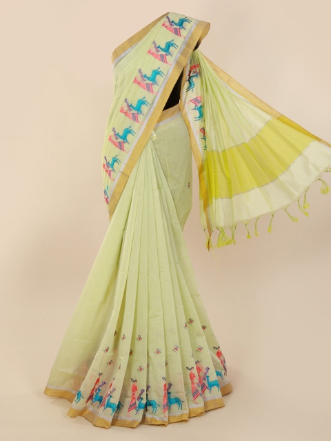 

Pothys Green Solid Pure Cotton Saree