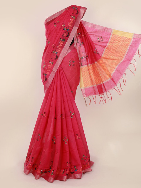 

Pothys Pink Embroidered Pure Cotton Saree