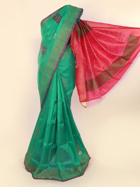 

Pothys Green & Pink Pure Silk Woven Design Kanjeevaram Saree