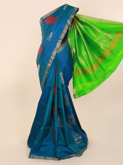 

Pothys Blue Pure Silk Woven Design Kanjeevaram Saree