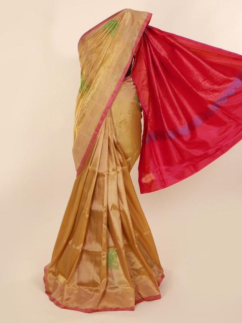 

Pothys Cream-Coloured Printed Kanjeevaram Saree, Beige