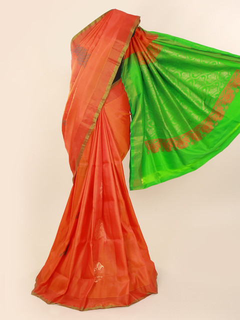 

Pothys Orange Pure Silk Printed Kanjeevaram Saree