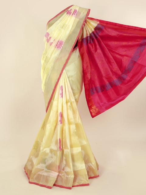 

Pothys Cream-Coloured Pure Silk Woven Design Kanjeevaram Saree