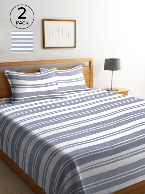 

Klotthe Pack of 2 Grey Woven Design Double Bed Cover With 4 Pillow Covers