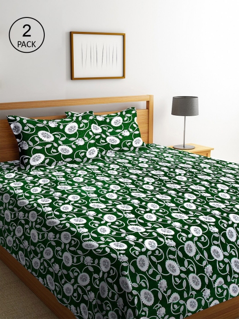 

Klotthe Pack of 2 Green Woven Design Double Bed Cover With 4 Pillow Covers