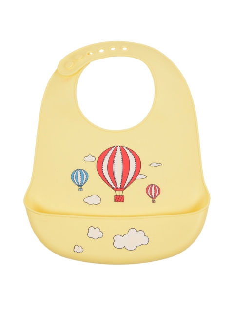 

Yellow Bee Unisex Kids Yellow & Blue Printed Feeding Bib With Crumb Catcher Tray