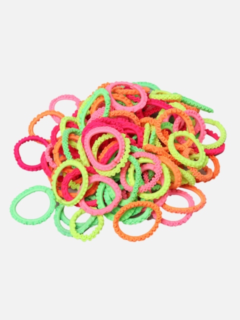 

Yellow Bee Girls Set Of 100 Multicoloured Ponytail Holders, Multi