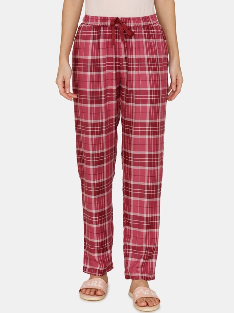 

Zivame Women Maroon Checked Lounge Pants