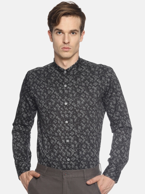 

COUPER & COLL Men Black Slim Fit Printed Cotton Formal Shirt