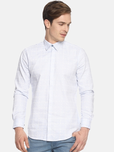 

COUPER & COLL Men Blue Slim Fit Printed Cotton Casual Shirt