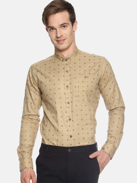 

COUPER & COLL Men Beige Slim Fit Printed Casual Shirt