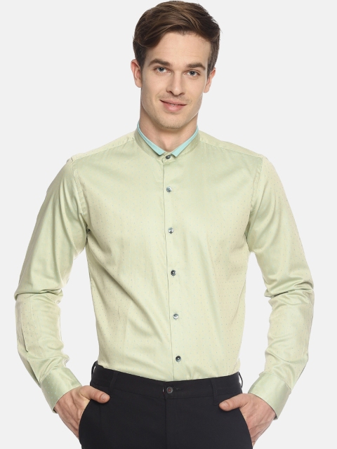 

COUPER & COLL Men Green Slim Fit Solid Cotton Formal Shirt