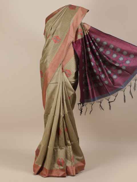 

Pothys Brown Woven Design Jute Silk Saree