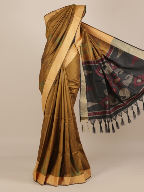 

Pothys Brown Printed Jute Silk Saree