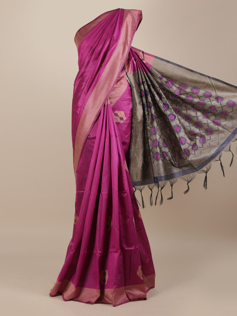 

Pothys Magenta Woven Design Jute Silk Saree