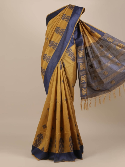 

Pothys Brown & Blue Jute Silk Printed Saree