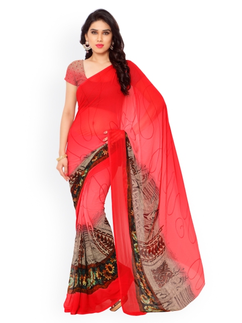 

Ligalz Red Georgette & Chiffon Printed Saree