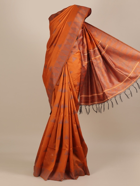 

Pothys Orange Woven Design Jute Silk Saree