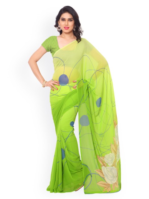 

Ligalz Green Georgette & Chiffon Printed Saree