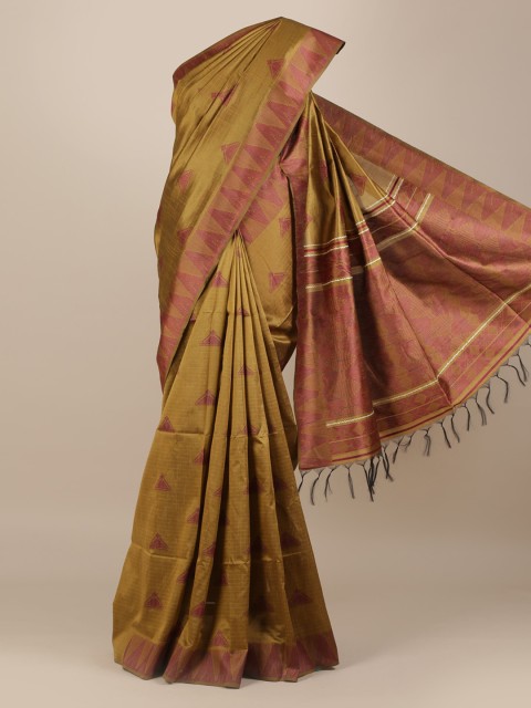 

Pothys Brown Woven Design Jute Silk Saree