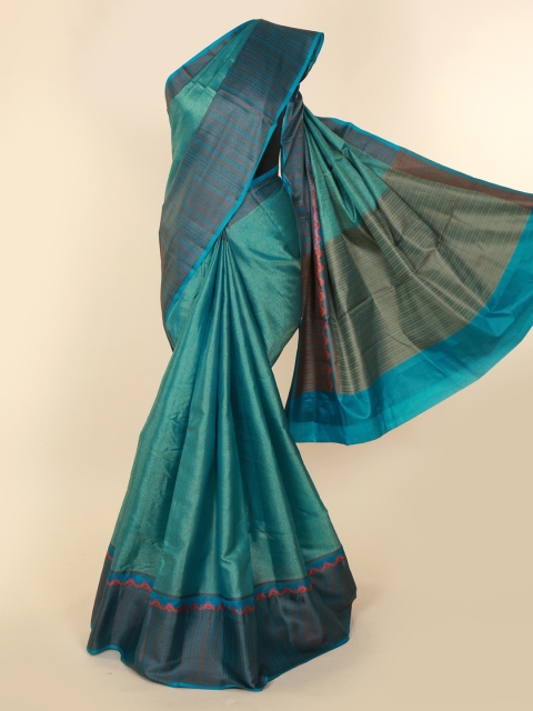 

Pothys Green Solid Tussar Saree