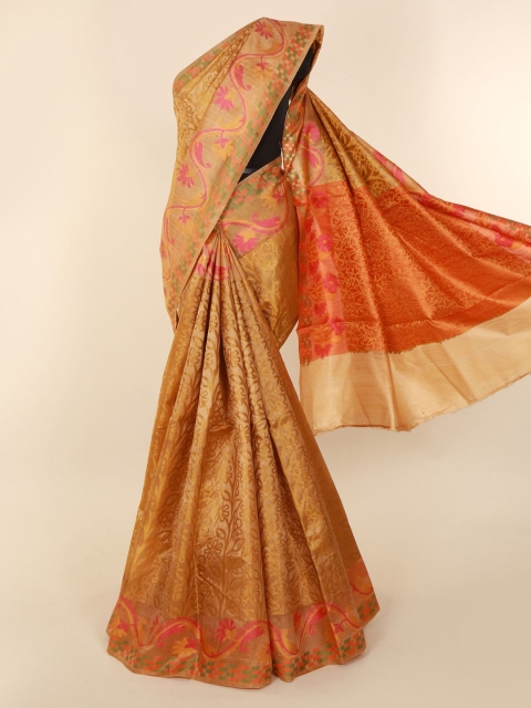 

Pothys Brown Jute Silk Woven Design Tussar Saree