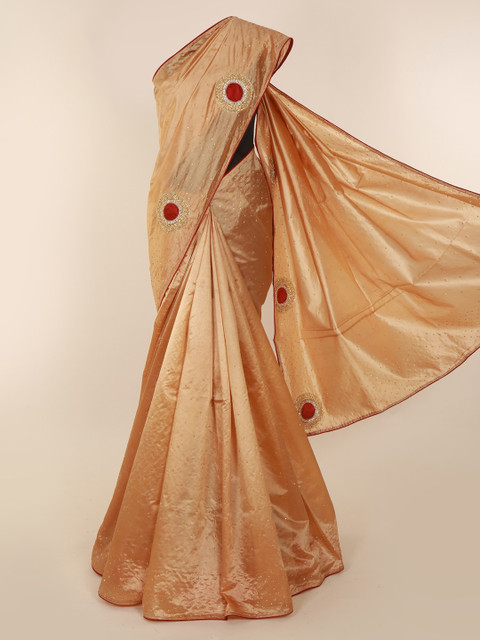 

Pothys Peach-Coloured Solid Jute Silk Saree