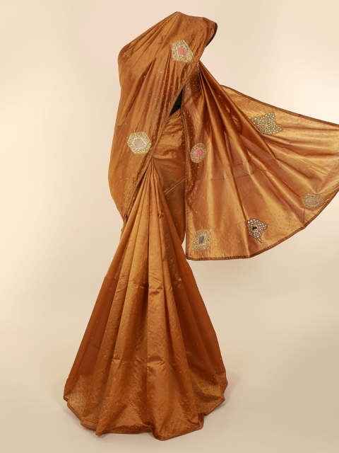 

Pothys Brown Embellished Jute Silk Saree