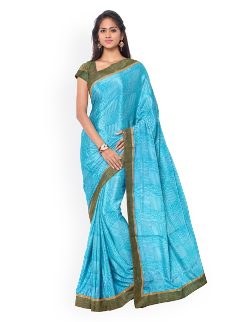 

Ligalz Turquoise Blue Printed Saree