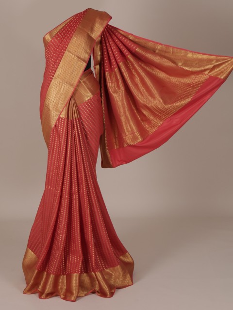 

Pothys Peach-Coloured Woven Design Pure Silk Saree