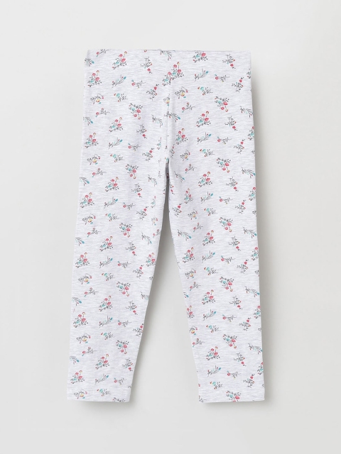 

max Girls Grey & Red Floral Printed Ankle-Length Leggings